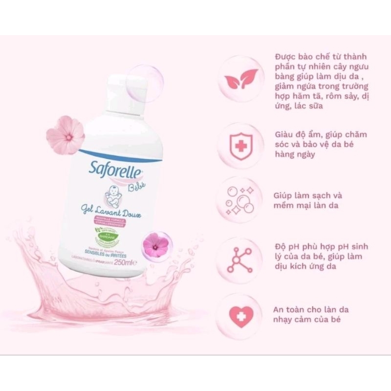 Sữa tắm toàn thân Saforelle 250ml nhập khẩu từ Pháp