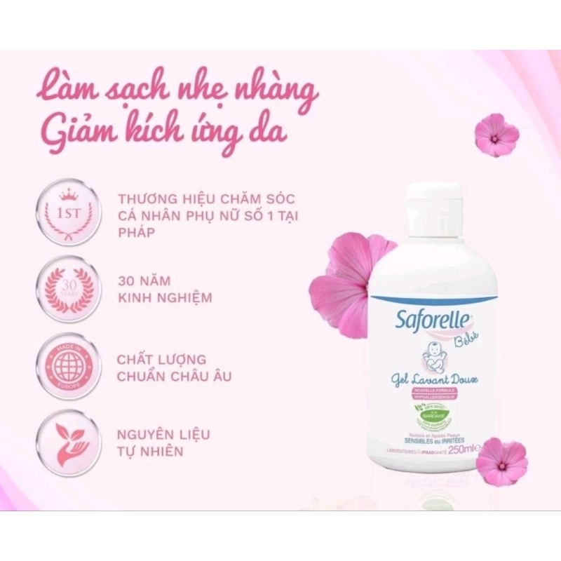 Sữa tắm toàn thân Saforelle 250ml nhập khẩu từ Pháp