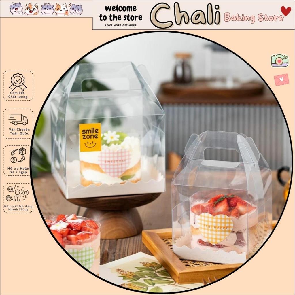 10 Hộp mica trong quai xách đựng bánh kem ,bánh sinh nhật Size15x15x18cm