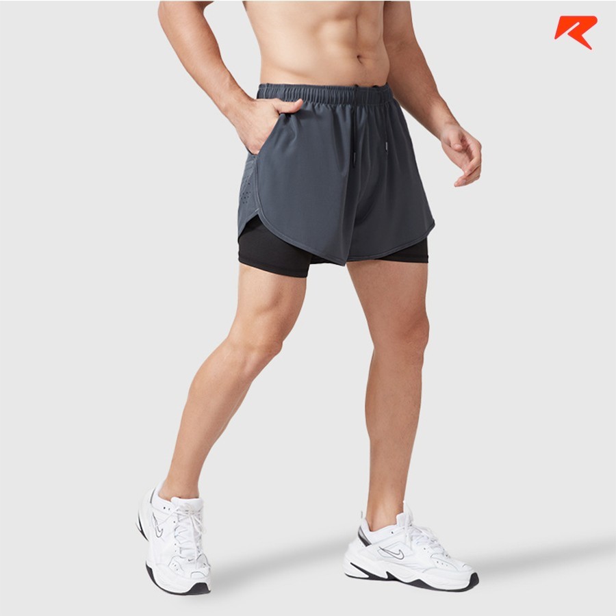 Quần chạy bộ nam 2 lớp RUNMANIC QCB01 thoáng khí nhanh khô nhiều màu