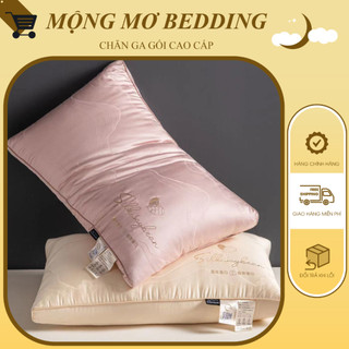 Gối Lụa cao cấp Soybean ruột xơ đậu nành cao cấp độ đàn hồi cao hút ẩm cực tốt chống ẩm mốc kích thước 48x74 nặng 1,5kg