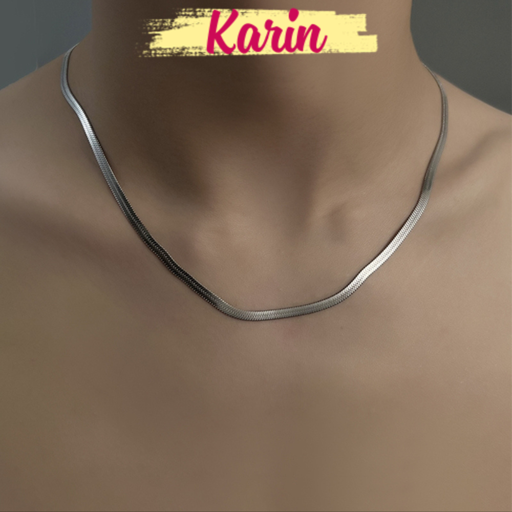 Dây Chuyền Nam Titan Cao Cấp Đẹp Sang Trọng Thép Không Gỉ Dây Mì Dẹp Clash Kích Cỡ 3mm Màu Trắng Karin Accessories