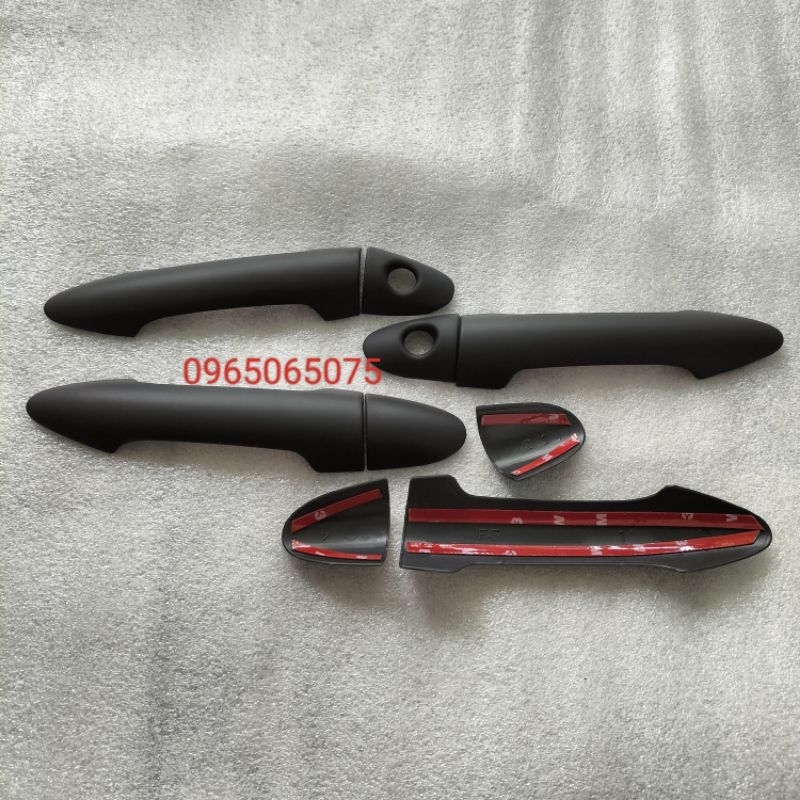 Ốp tay+ hỏm cửa kia morning 2014-2019 nhựa abs đen nhám và carbon
