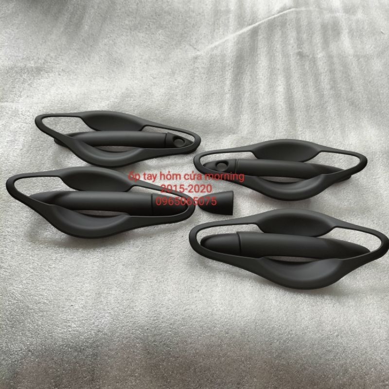Ốp tay+ hỏm cửa kia morning 2014-2019 nhựa abs đen nhám và carbon