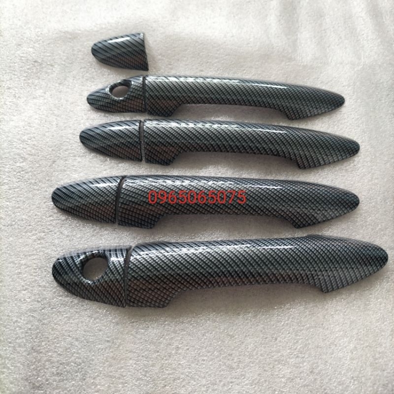 Ốp tay+ hỏm cửa kia morning 2014-2019 nhựa abs đen nhám và carbon