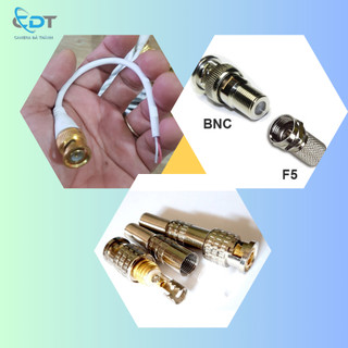 Bnc + f5 và bnc lò xo và bnc dây bnc jack đúc màu trắng cho camera và truyền hình cáp