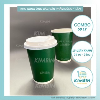 Ly giấy 14oz , 16oz , màu xanh lá, 2pe - kimbin