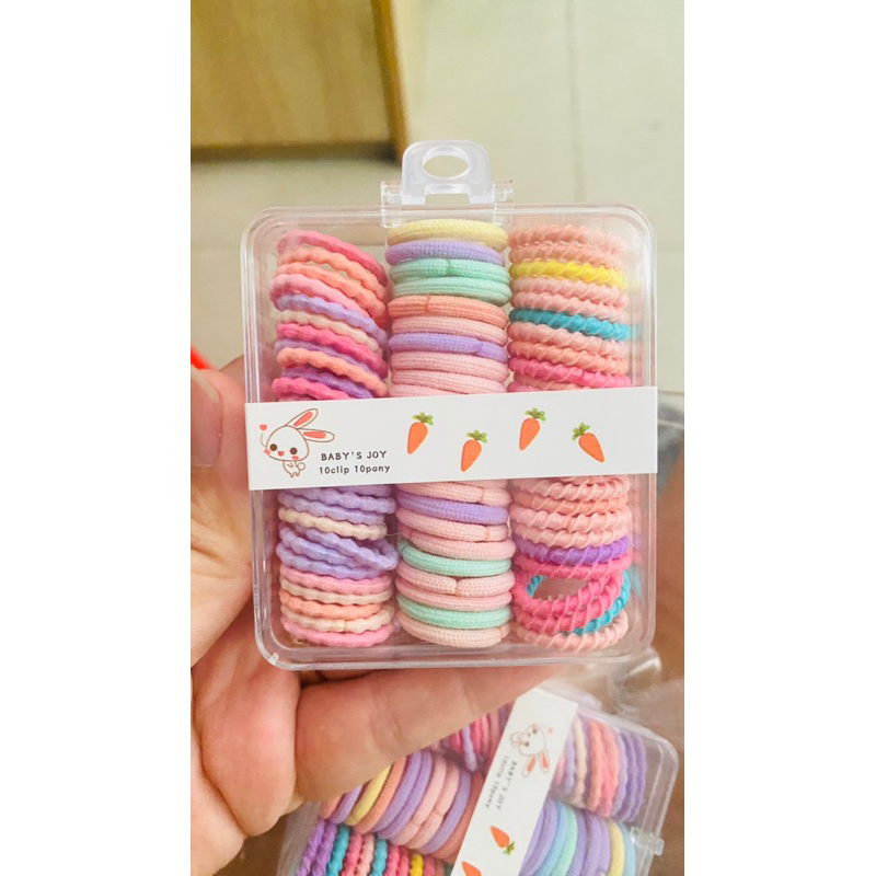 Hộp 75-90 thun cột tóc cho bé, dây cột tóc