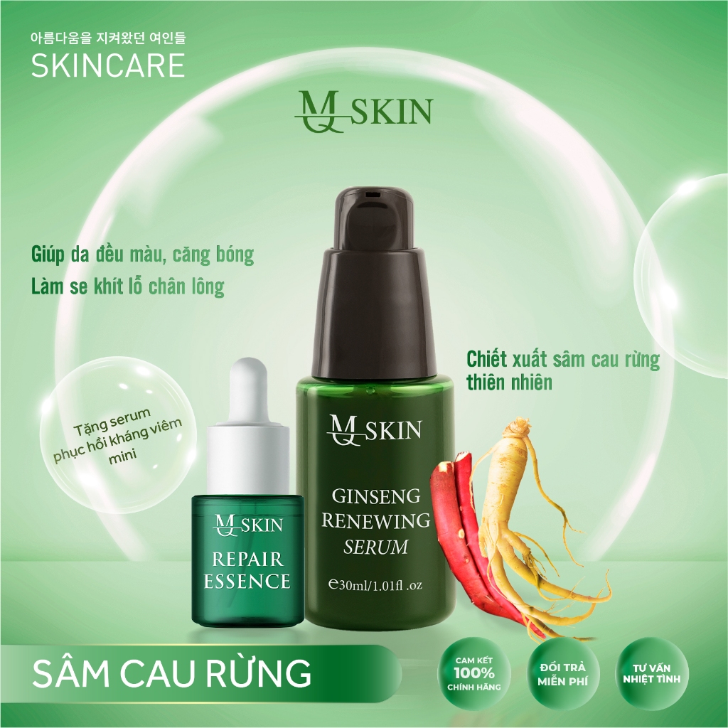 Combo Tái Tạo Da Sâm Cau Rừng, Serum Phục Hồi - MQ SKIN Ginseng Renewing Serum 30ml