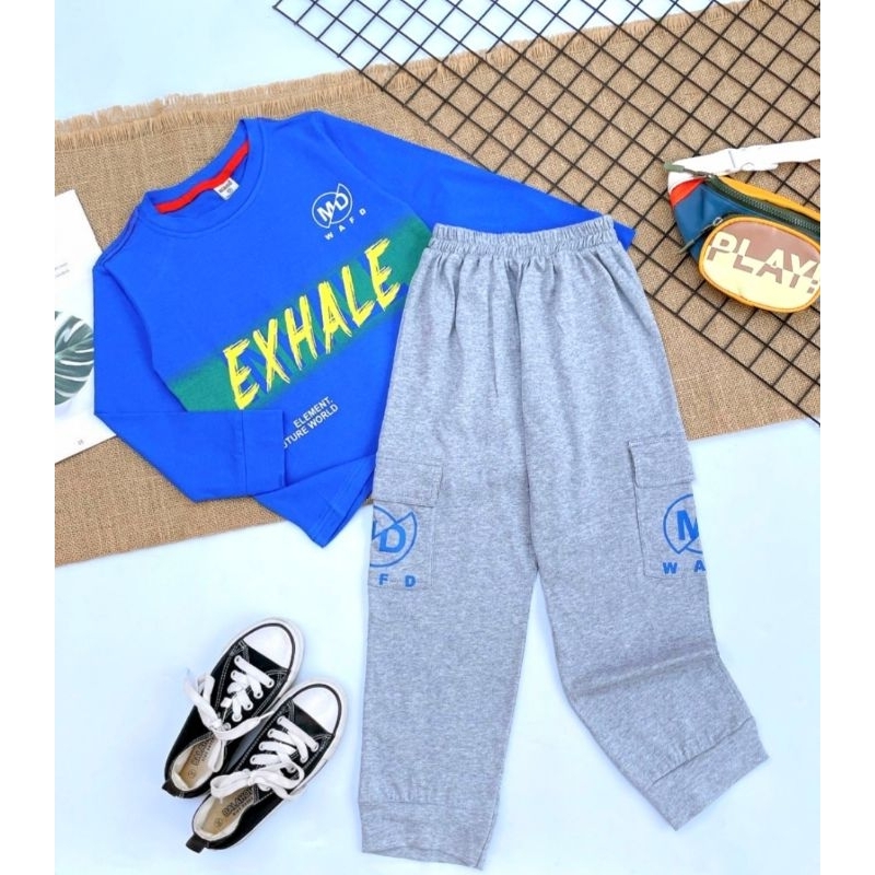 Bộ dài tay thu đông bé trai size đại 20-40kg  chất thun cotton co giãn