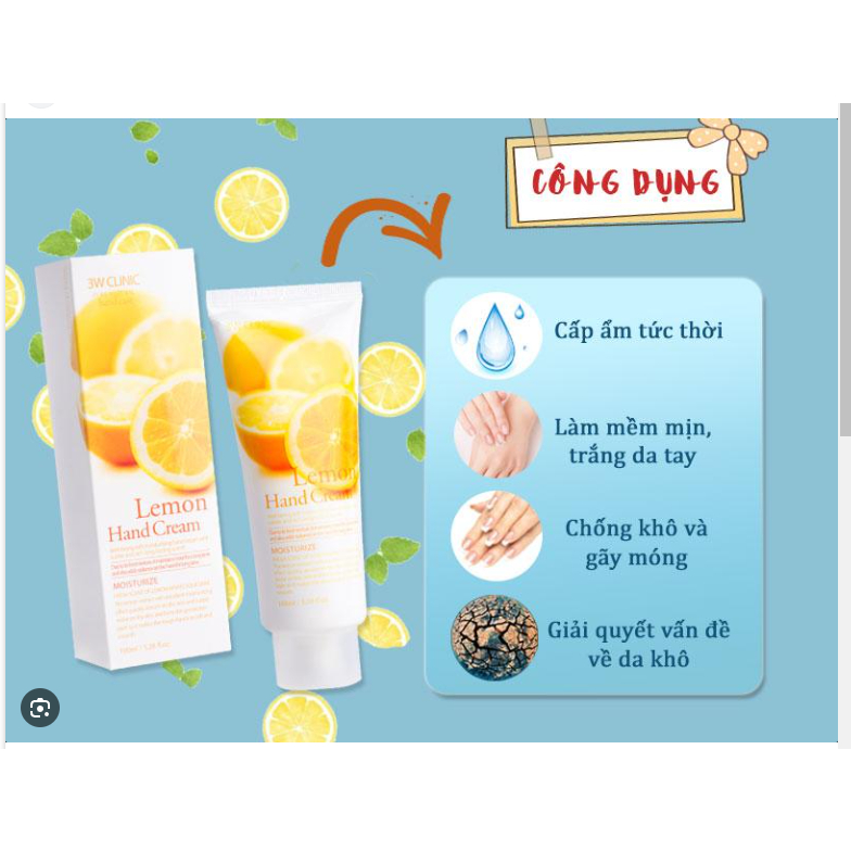 Kem Dưỡng Da Tay Mềm Mịn 3W Clinic Hand Cream 100ml
