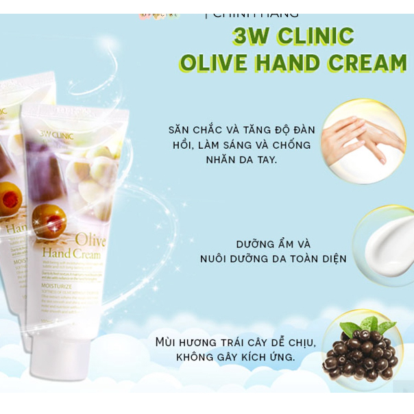 Kem Dưỡng Da Tay Mềm Mịn 3W Clinic Hand Cream 100ml