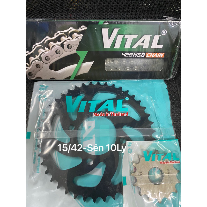 Nhông xích dĩa, nhông sên dĩa , NSD xe GN125, HJ125, GN125-2F Size 14T15T-42T-43T-Sên 10ly Chính Hãng VITAL