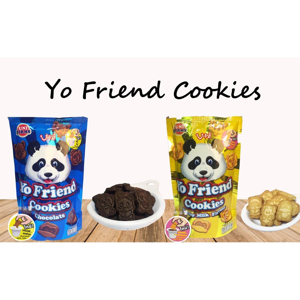 Bánh Gấu Thái Lan Yo Friend Sôcôla Chấm Kem Dâu Cookies