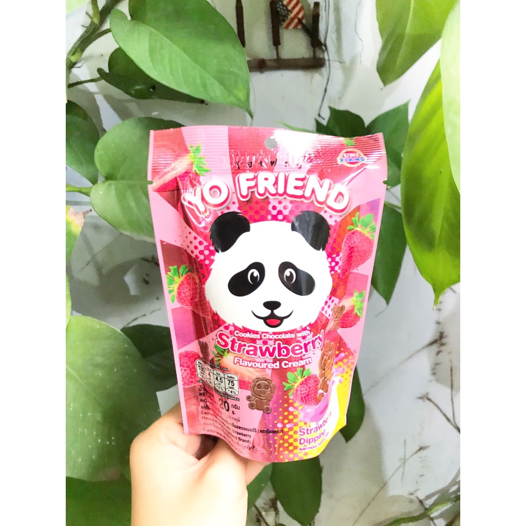 Bánh Gấu Thái Lan Yo Friend Sôcôla Chấm Kem Dâu Cookies
