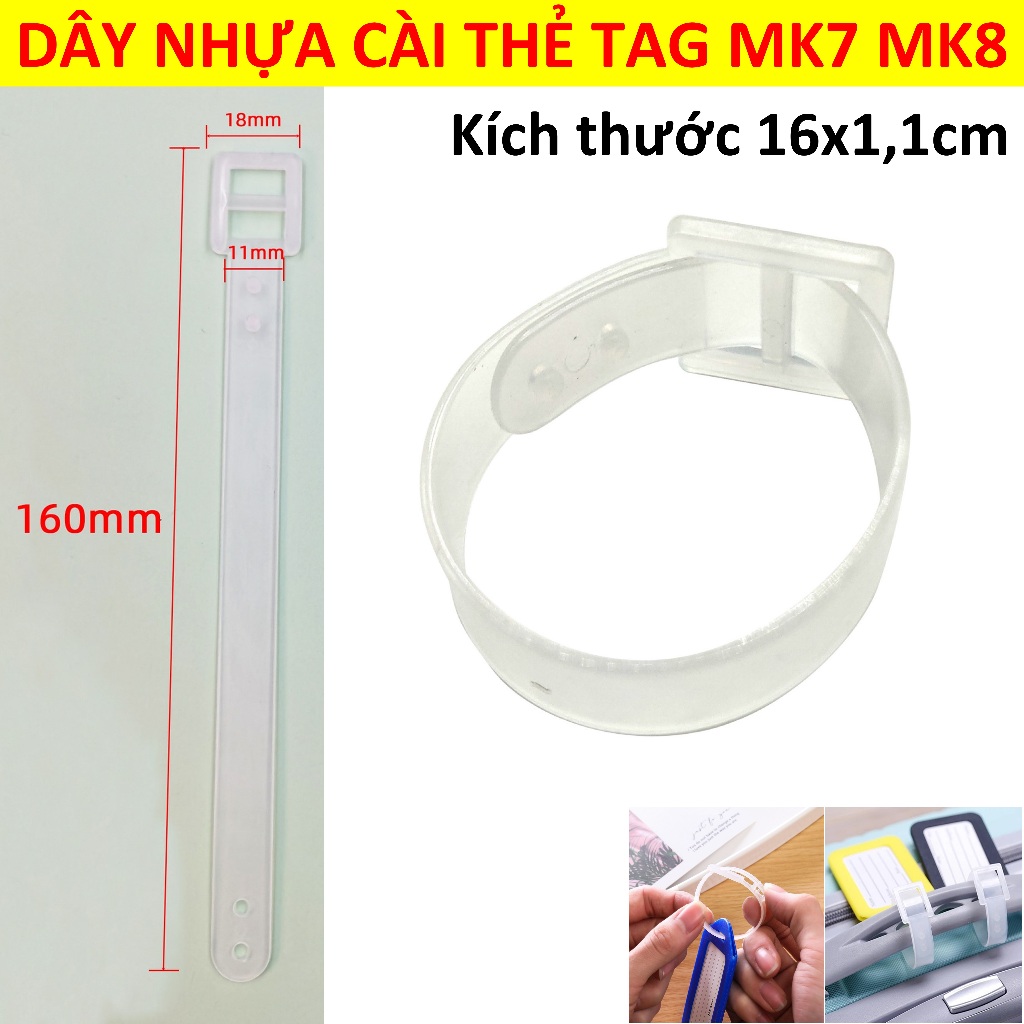 Dây Thẻ nhựa cài khóa treo thẻ tên name tag ghi thông tin Thẻ ghi chú hành lý valy Dây cài tháo dễ dùng magic