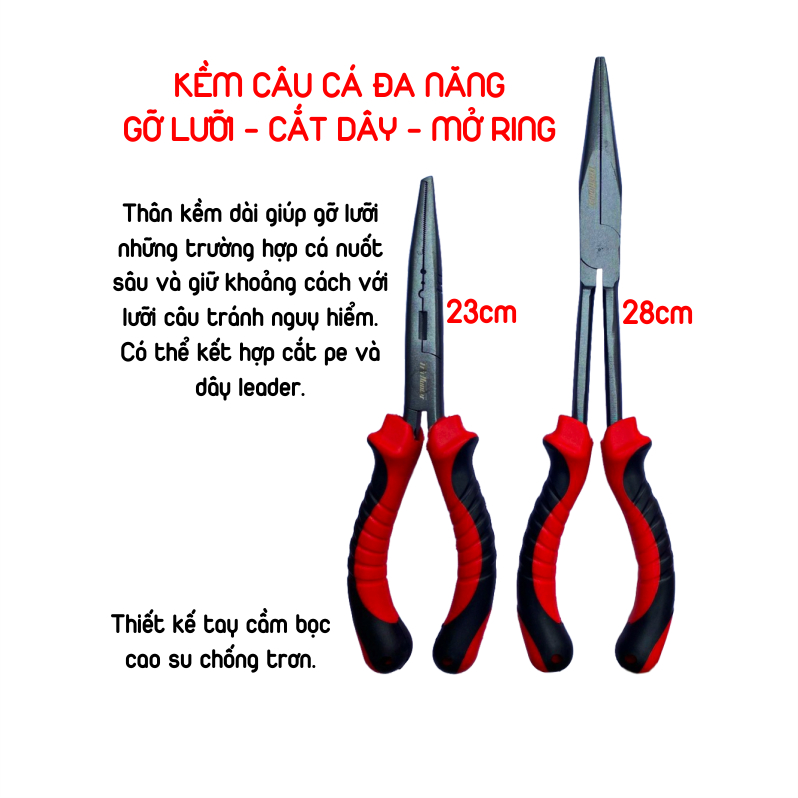 KỀM CÂU CÁ ĐA NĂNG GỠ LƯỠI - CẮT DÂY - MỞ RING 23CM VÀ 28CM