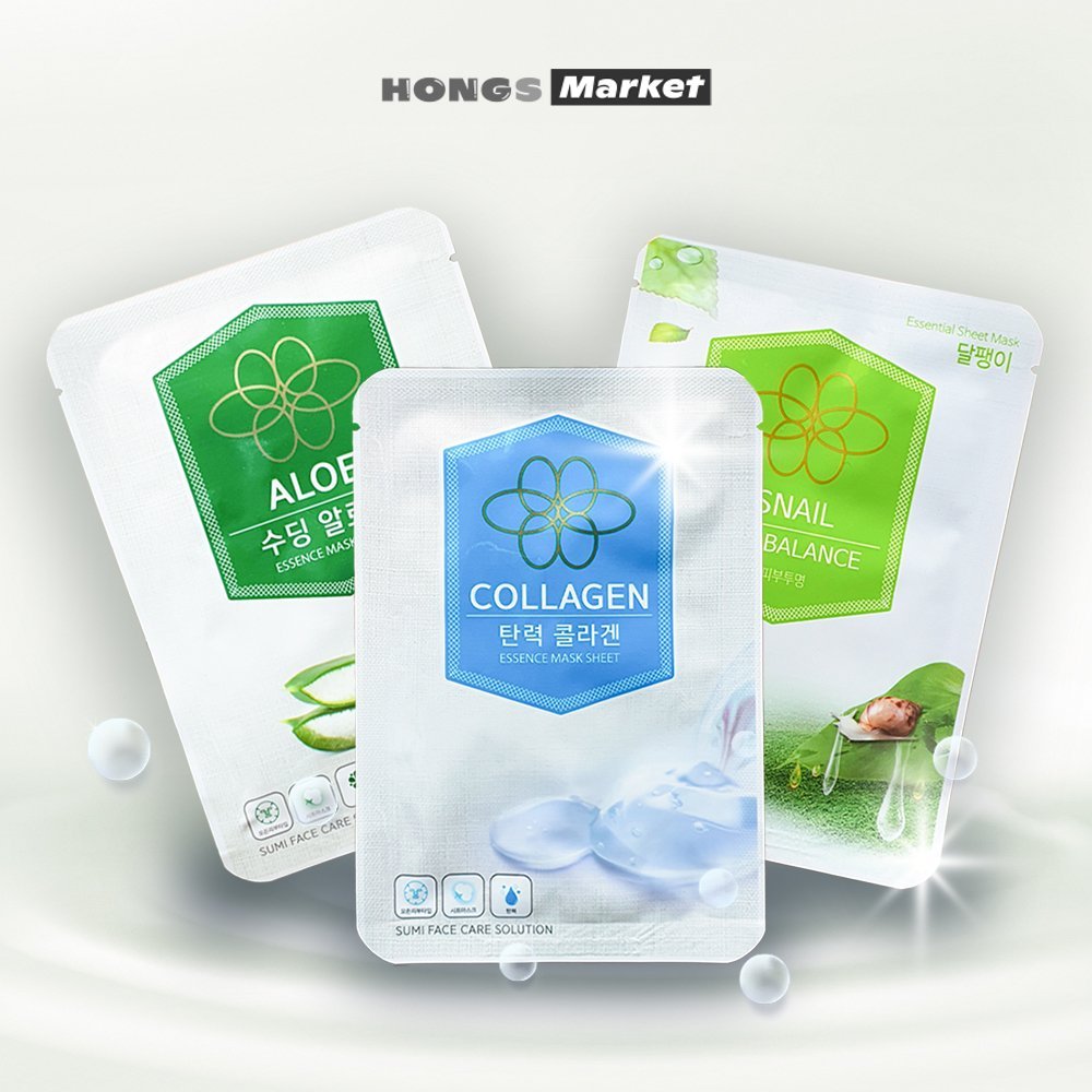 Combo 3 mặt nạ giấy Hàn Quốc SUMI lô hội, collagen, ôc sên