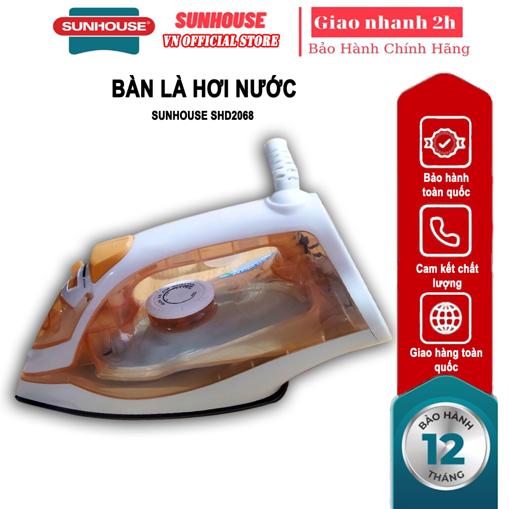 Bàn là, bàn ủi hơi nước SUNHOUSE SHD2068 công suất 1600w