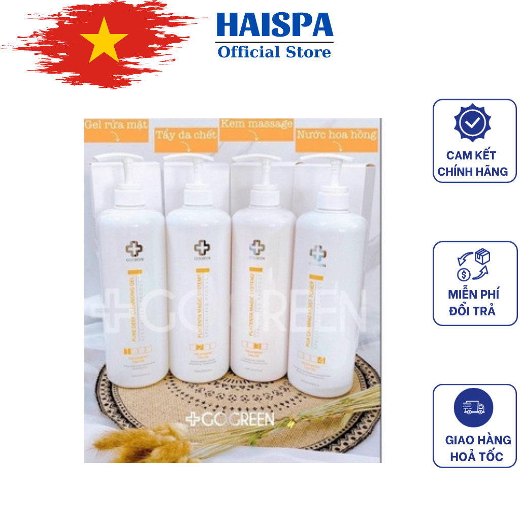 Bộ 04 sản phẩm chăm sóc da cơ bản GOGREEN Hàn Quốc (Chai 1 Lít)