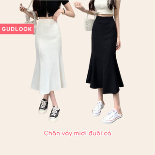 Chân Váy Midi Đuôi Cá GUDLOOK Công Sở Dài Khoá Kéo Sau Tôn Dáng