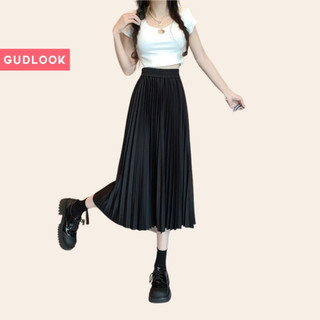 Chân váy midi xếp ly gudlook dáng dài công sở