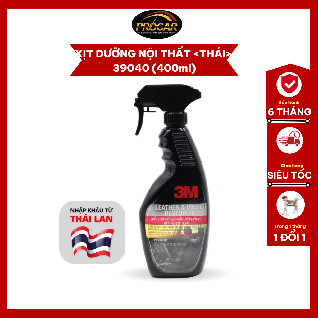 Xịt dưỡng chăm sóc nội thất ô tô, dưỡng da taplo ô tô 3M chính hãng phiên bản Thái Lan