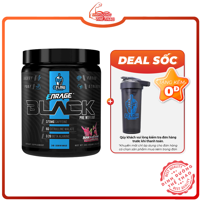 Tăng Sức Mạnh Cơ Khiến Bạn Khỏe Hơn Và Mạnh Hơn EFLOW ENRAGE BLACK PRE WORKOUT 30SER