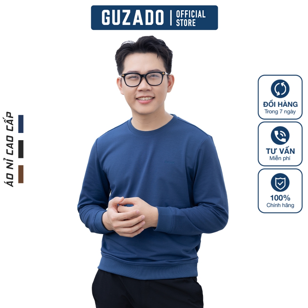 Áo nỉ nam thu đông tay dài Guzado chất cotton dày dặn, form rộng, thoải mái vận động thể thao GDT02