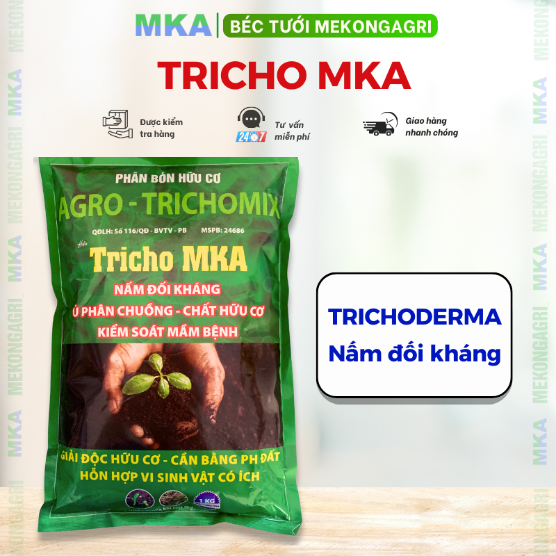 Trichoderma MKA nấm đối kháng bảo vệ rễ, ủ phân hữu cơ, xác bã thực vật (gói 1kg)