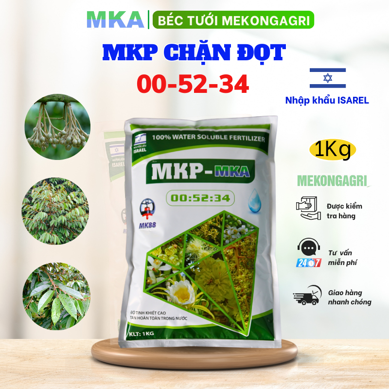 Phân bón MKP 0 52 34 MKA chặn đọt làm già lá tạo mầm hoa phân bón mekong
