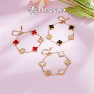  Dây chuyền lắc tay titan nữ Eleanor Accessories bộ trang sức cỏ 4 lá phụ kiện trang sức 5855 