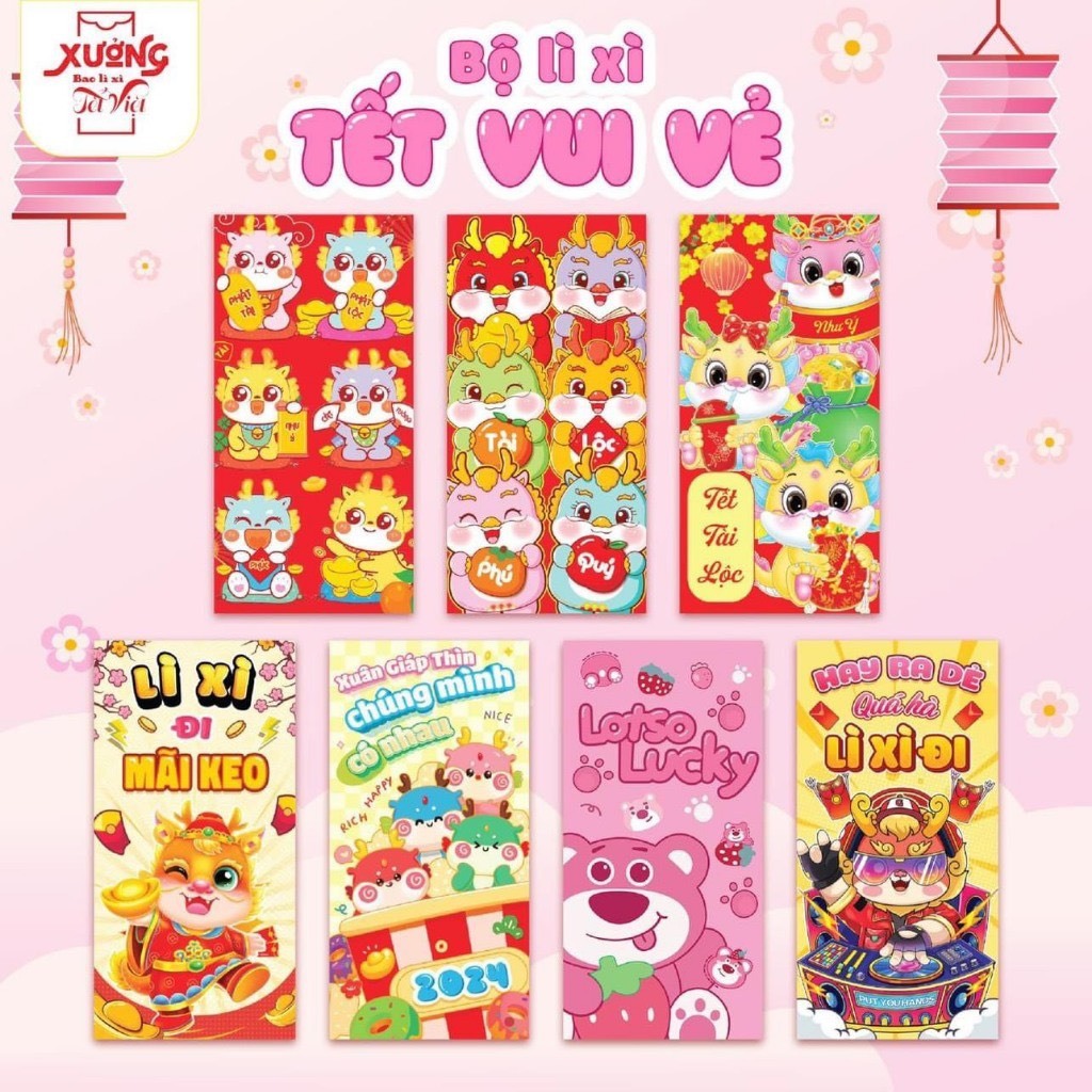 Bao lì xì rồng Tết 2024 hot trend - Set 10 bao