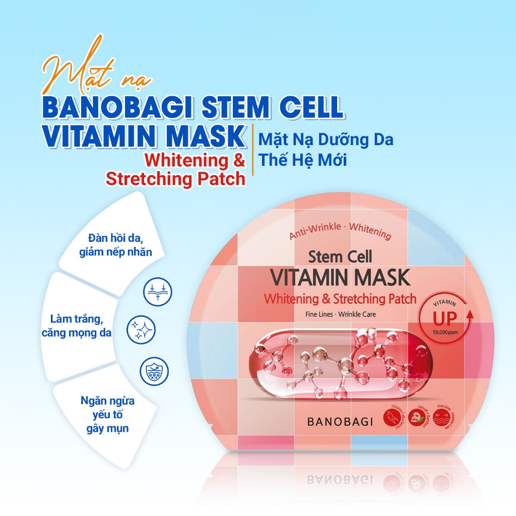 Mặt nạ BANOBAGI Dưỡng Sáng, Hỗ Trợ Nâng Cơ Stem Cell Vitamin Mask 30ml - CARO Stretching Patch
