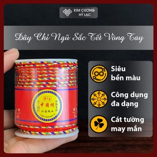 Dây chỉ ngũ sắc tết vòng tay, cuộn chỉ ngũ sắc hàng xịn có 3 size