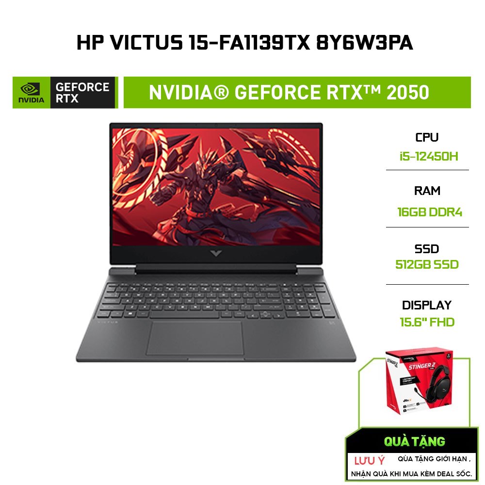 Laptop Gaming HP Victus 15-fa1139TX 8Y6W3PA i5-12450H | 16GB | 512GB | RTX™ 2050 4GB