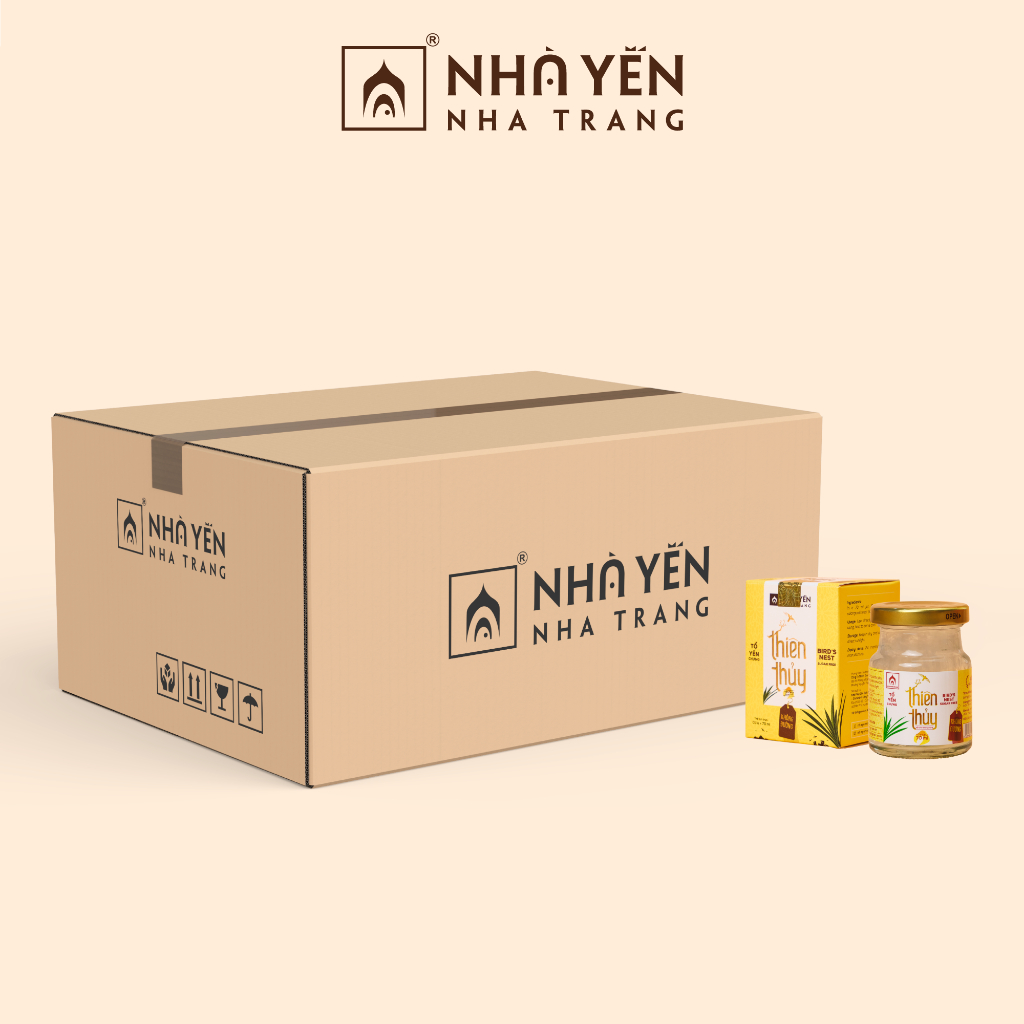 THÙNG nước yến chưng sẵn Thiên Thủy vị Lá dứa Nhà Yến Nha Trang Hộp 60 lọ Không đường Tổ yến chưng sẵn Yến sào chưng sẵn