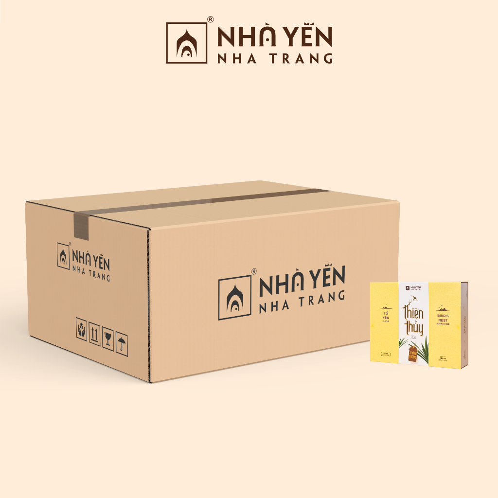 THÙNG nước yến chưng sẵn Thiên Thủy vị Lá dứa Nhà Yến Nha Trang 12 hộp Không đường Tổ yến chưng sẵn Yến sào chưng sẵn
