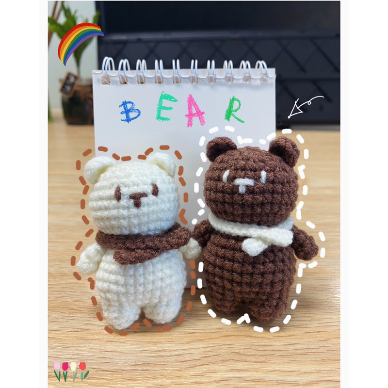 Móc khoá gấu/ gấu đi học/ gấu noel handmade bằng len cute