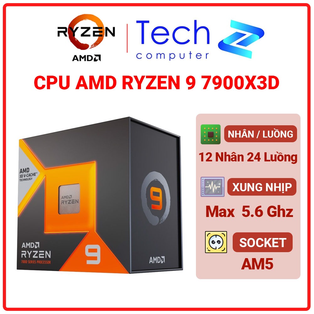 CPU AMD RYZEN 9 7900X3D New Box Bảo Hành 3 Năm