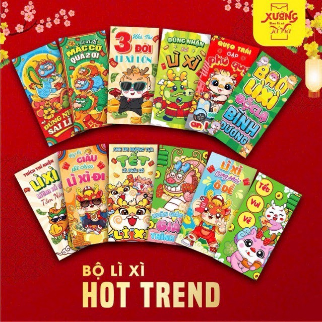 Bao lì xì rồng Tết 2024 hot trend - Set 10 bao