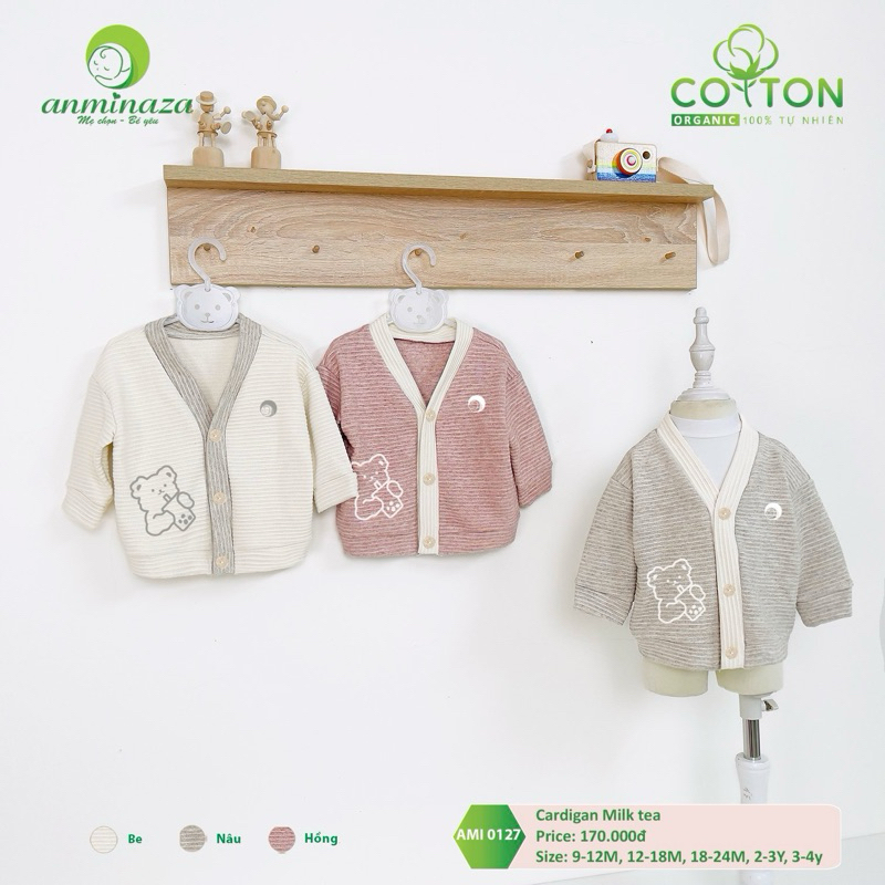 Áo len cardigan Anminaza mềm mịn cho bé