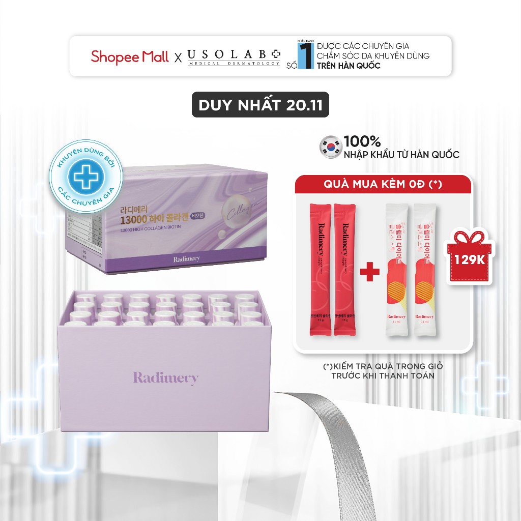 Collagen nước thủy phân tinh khiết hàm lượng cao Radimery 13000mg 50ml