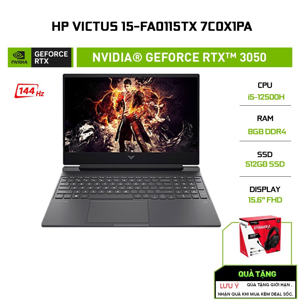 Laptop HP Victus 15-fa0115TX 7C0X1PA i5-12500H | 8GB | 512GB | GeForce RTX™ 3050 4GB