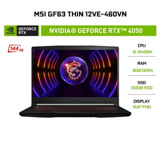 Laptop MSI GF63 Thin 12VE-460VN (i5-12450H | 8GB | 512GB | RTXTM 4050 6GB | 15.6')