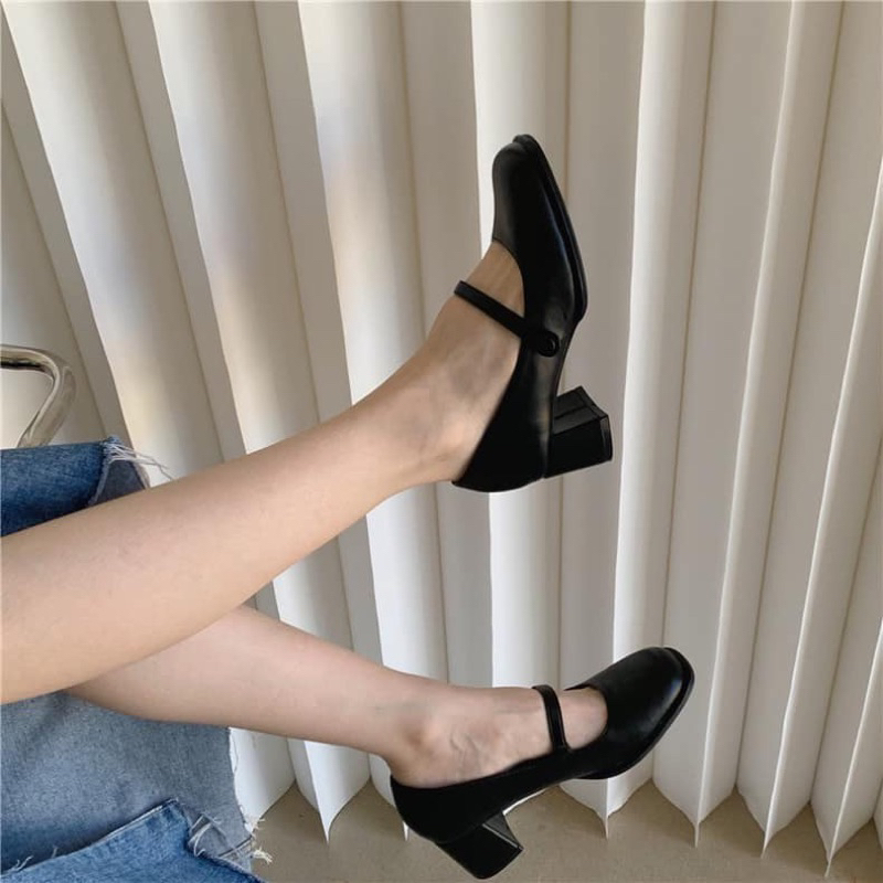 Giày Mary Jane gót 5p da lì mềm - Bunny Shoes