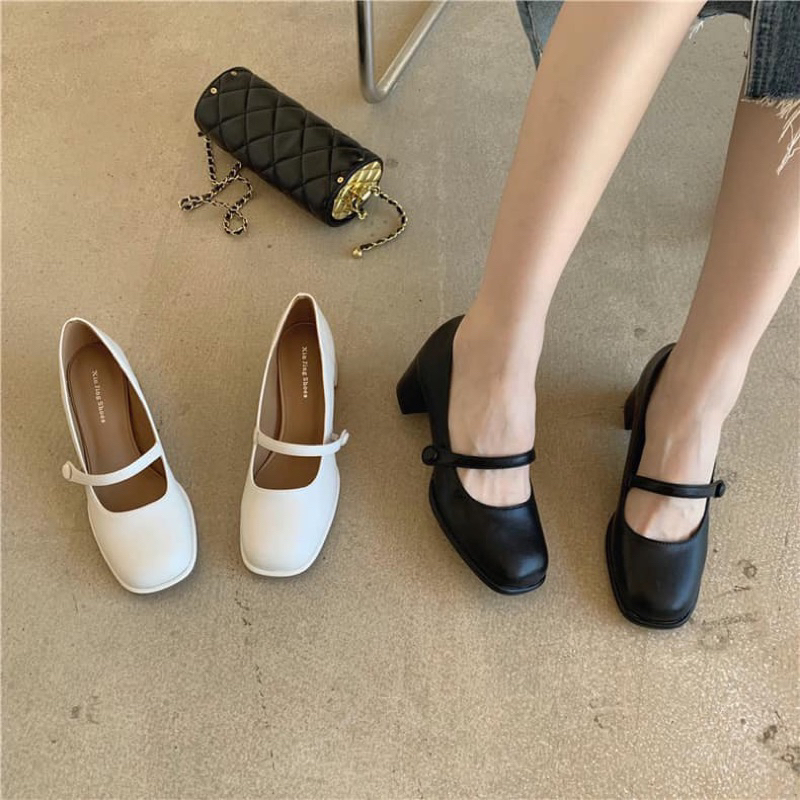 Giày Mary Jane gót 5p da lì mềm - Bunny Shoes