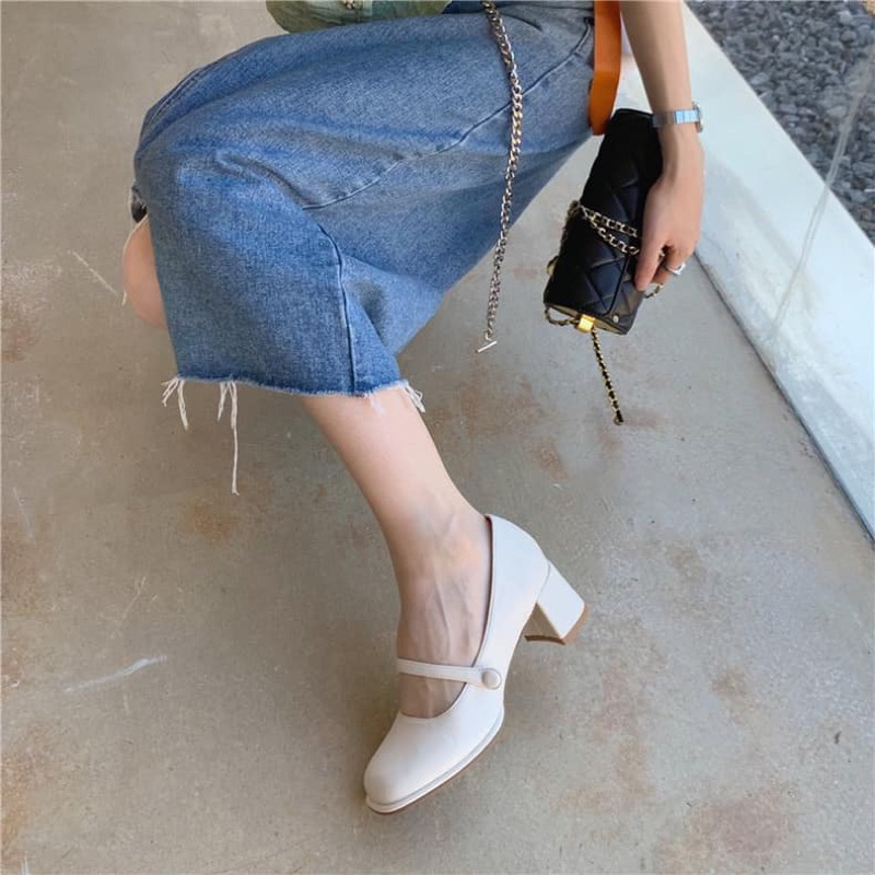 Giày Mary Jane gót 5p da lì mềm - Bunny Shoes