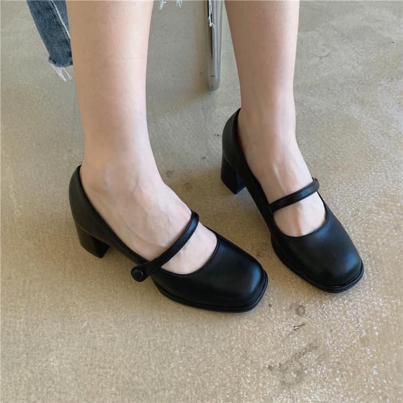 Giày Mary Jane gót 5p da lì mềm - Bunny Shoes