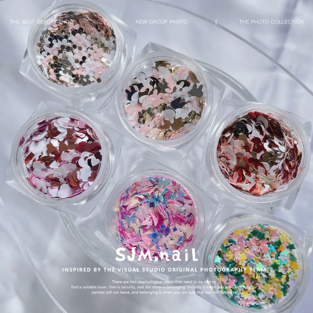 Set 6 hũ nhũ ẩn nail mix hình xinh xắn